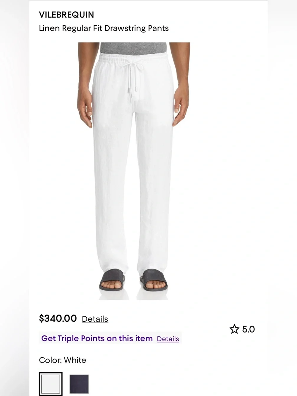 🔥 $340 Vilebrequin Linen Regular Fit Drawstring Pants Men’s Size XL 🔥